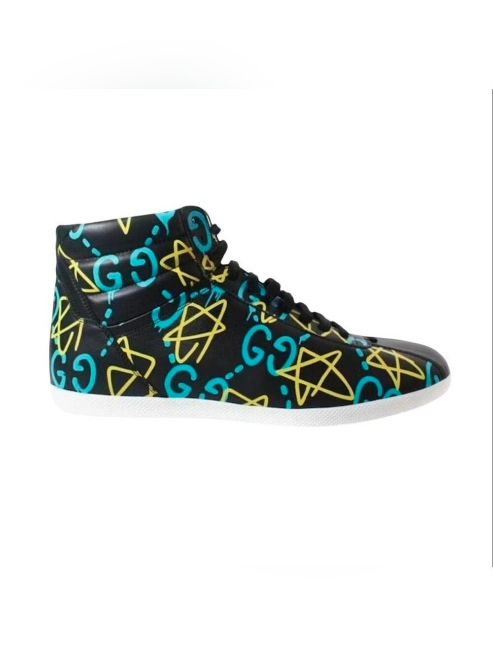 Gucci High Top Ghost Graffiti Print Limited Edition Streetwear Sneakers With Box
